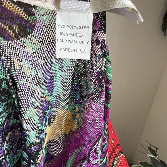 VTG Japanese Inspo Y2K Tunic Top 90s Mesh Geisha Girl Hanky Asymmetrical Hem S - Picture 8 of 10